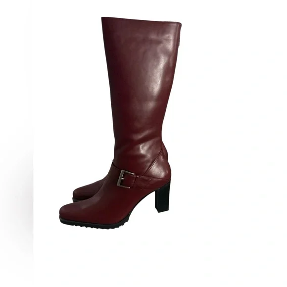 Franco Sarto Burgundy Heeled Boots - Picture 3 of 9